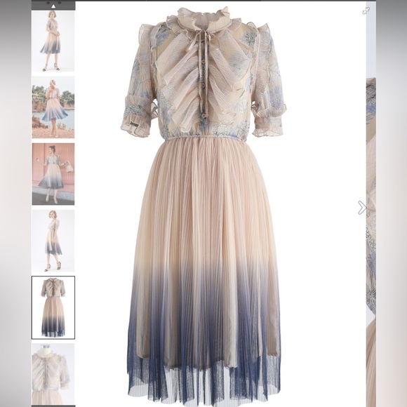 Chicwish We Know it All Gradient Pleated Mesh Tulle Dress - Picture 4 of 10